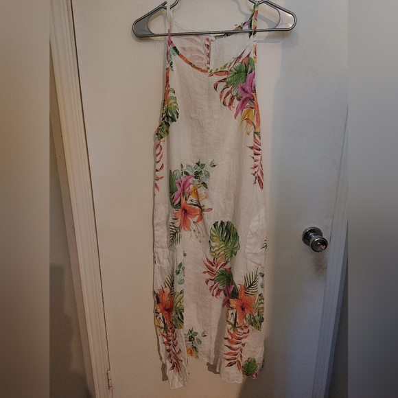 Lungo L'arno 100% Italian Linen Floral Palm Dress SZ.S NWT - Picture 2 of 7